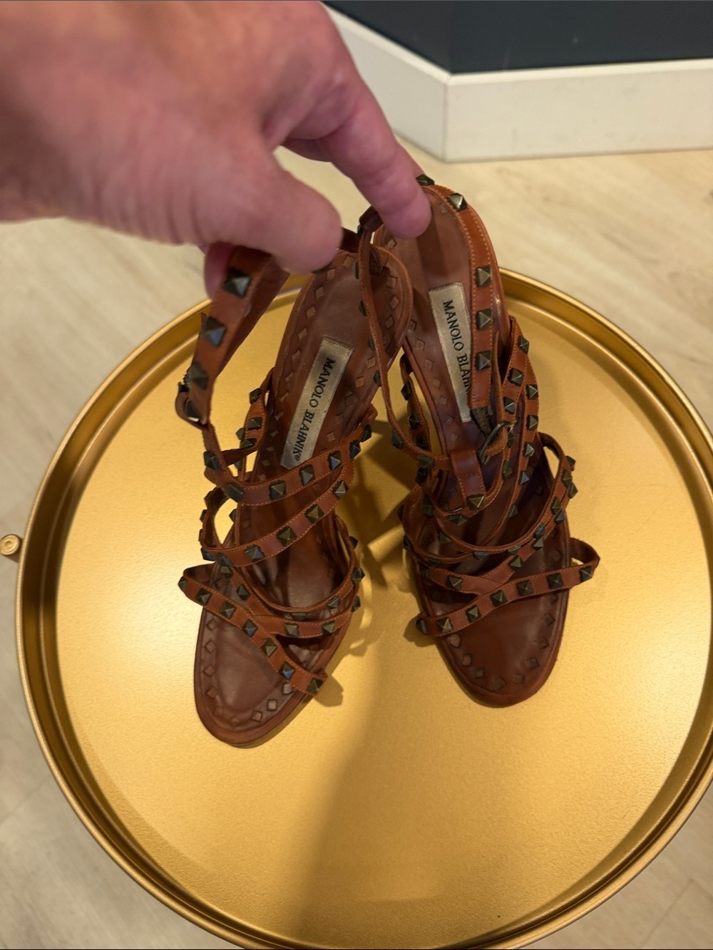 Manolo Blahnik 🇮🇹Studded Strappy Heel Made in Italy